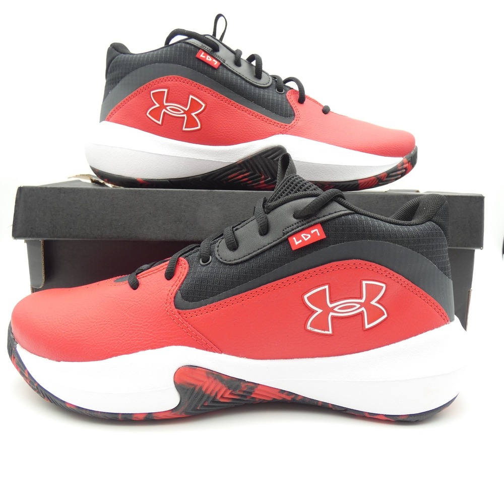 Under Armour Lockdown 7 Mens 11.5 Basketball Shoes Red Black 3028512-600
